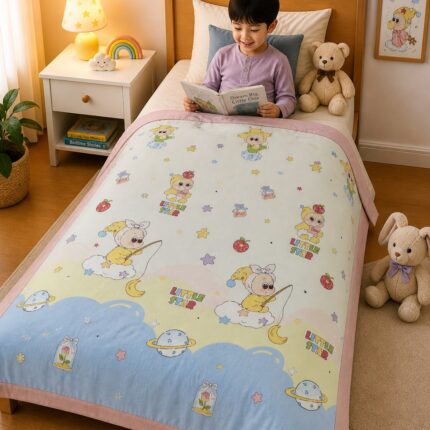 Little Star Dream Kids Dohar – Soft Cartoon Printed Summer Blanket