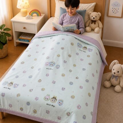Cute Bear Friends Kids Dohar – Soft Printed Summer Blanket