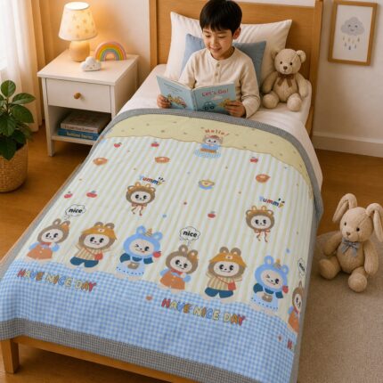 Happy Cartoon Pals Kids Dohar – Cute Printed Summer Blanket