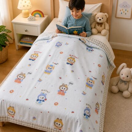Cute Cartoon Friends Kids Dohar – Soft & Lightweight Summer Blanket