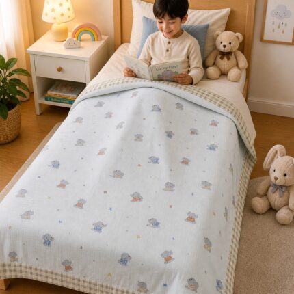 Cute Teddy Kids Dohar – Soft Printed Summer Comfort