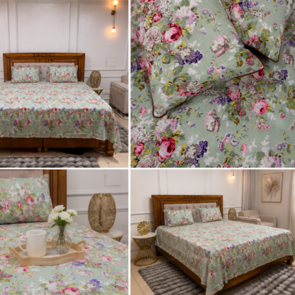 Vintage Bloom Premium Cotton Bedsheet Set