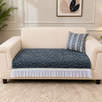 Premium Anti-Skid Sofa Cover with Elegant Frill Border | Soft & Stylish Furniture Protector