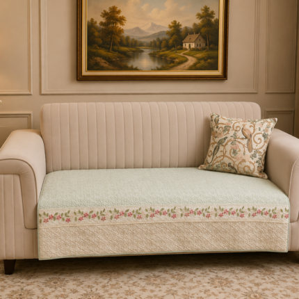 ELEGANT FLORAL QUILTED SOFA COVER