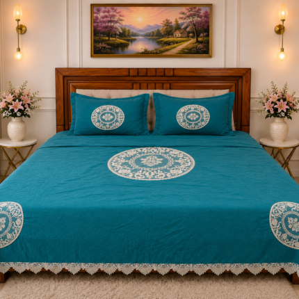 Royal Teal Embroidered Comforter Set – Elegance That Stands Out