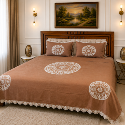 Elegant Mocha Embroidered Comforter Set – Luxury in Every Detail