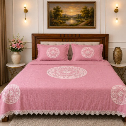 Blush Pink Embroidered Comforter Set – Soft, Elegant & Luxurious