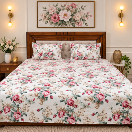 Delicate roses, soft pastel blooms and timeless elegance for your bedroom.