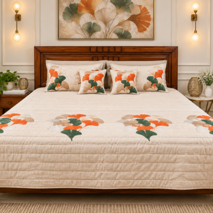 Elegant Floral Embroidered Bed Cover Set